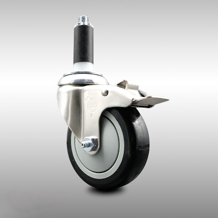 Service Caster 4 Inch 316SS Black Poly Swivel 1-1/8 Inch Expanding Stem Caster Lock Brake SCC SCC-SS316TTLEX20S414-PPUB-BLK-118